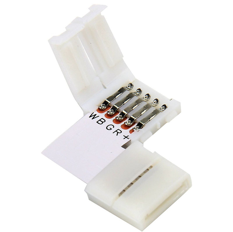 L Shape RGBW LED Strip Light 5 Pin Connector for 10/12 mm Wide 5050 and 3528 LED Indoor String Lights Extending Connection L Shape RGBW LED Strip Light 5 Pin Connector for 10/12 mm Wide 5050 and 3528 LED Indoor String Lights Extending Connection